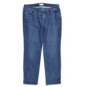 Lane Bryant Blue Jeans Size 18 Plus Mid Rise Straight Leg Solid Cotton Blend